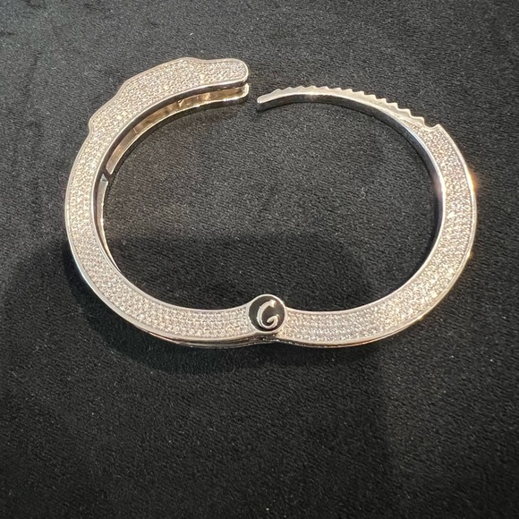 Sterling silver dipped stainless steak Swarovski Crystal GLD Shop Bracelet. - Picture 4 of 8